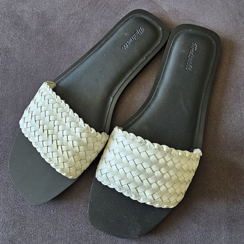 Madewell Black and Cream Woven Sandals
